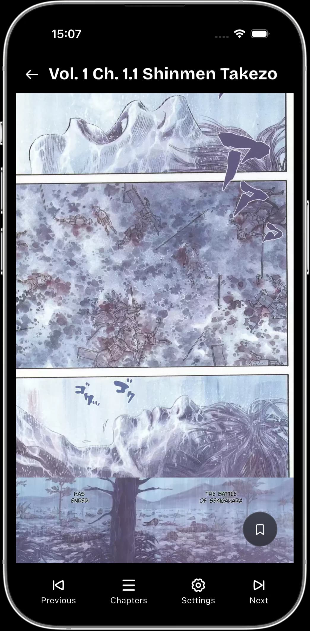 Kiwi Manga reading and manga detail screens